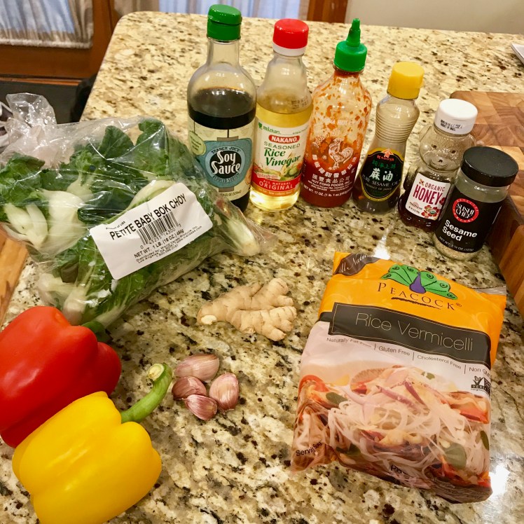 Baby Bok Choy & Rice Noodle Bowls (with Teriyaki Steak Tips)