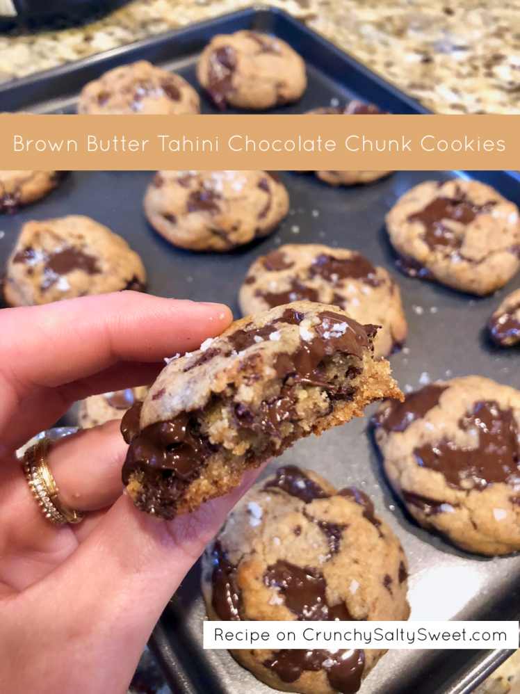 brown butter tahini chocolate chunk cookies
